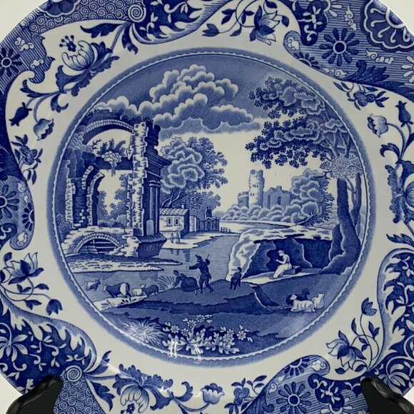 SPODE 8 1/2” SCALLOPED RIM BOWL “Blue Italian” Original Design c1860 ENGLAND - Picture 2 of 5